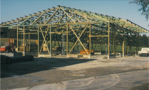 Holzgerippe der neuen Hobelhalle.